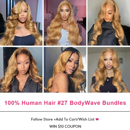 Honey Blonde Brazilian Body Wave Hair Bundles - 100% Raw Human Hair Extensions - Shello's Creative Boutique