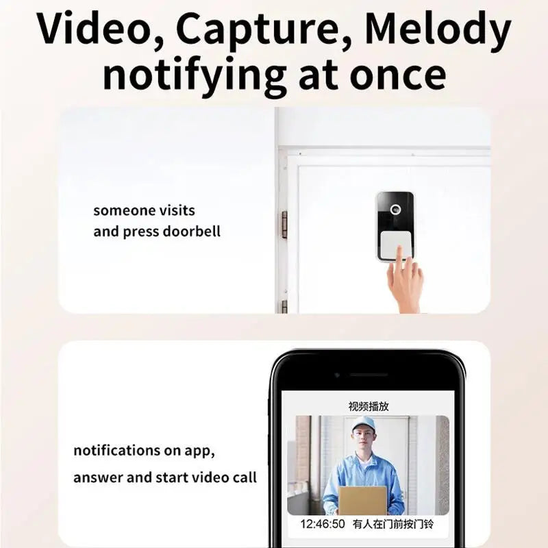 M5 Smart WiFi Video Doorbell Camera with IR Night Vision & Alarm