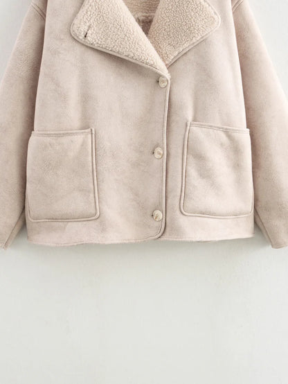 Women's Oversized Winter Jacket - Double-Sided Collar Warm Long Sleeve Coat