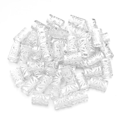 100Pcs/lot Dreadlock Hair Rings Metal Hollow Tube Dirty Dread Braids Adjustable for Cuffs Clip Hair Accessories Styling Tools - Shello's Creative Boutique