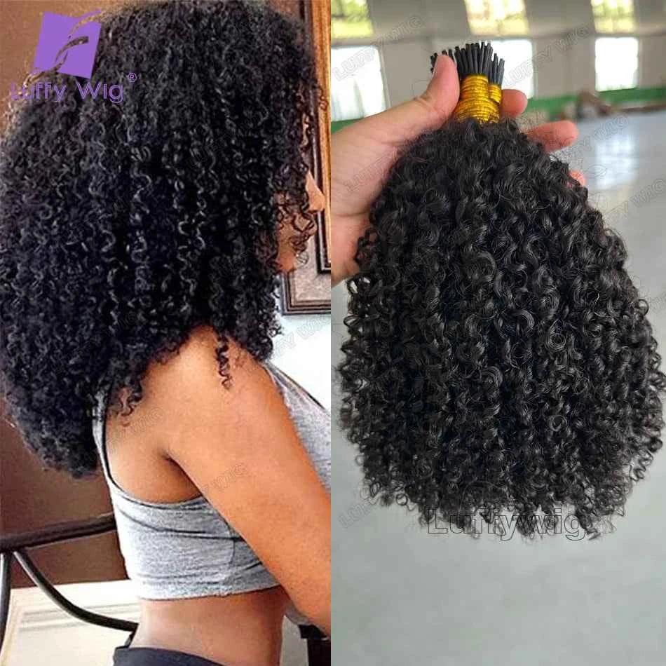 Afro Kinky Curly I Tip Hair Extensions - Microlink Double Drawn Full Thick Ends - Shello's Creative Boutique