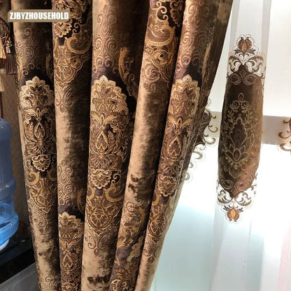 European Palace Luxury Curtains - Velvet Drapes for High Windows
