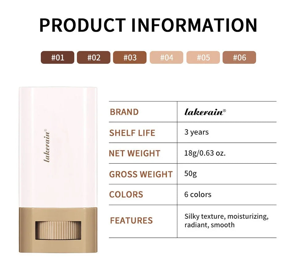 6Color Tinted Foundation Cream Stick Waterproof Lasting Oil-control Cover Acne Makeup Smooth Moisturize Concealer Serum Balm - Shello's Creative Boutique