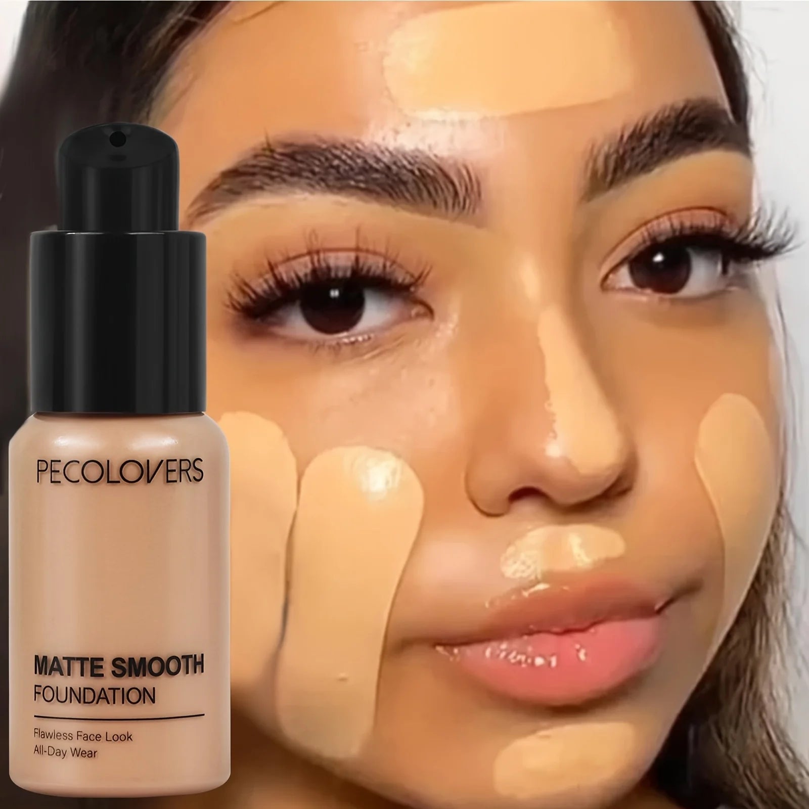 PECOLOVERS Matte Finish Liquid Foundation - Oil-Control, Waterproof, Full Coverage Concealer for All Skin Tones - Shello's Creative Boutique