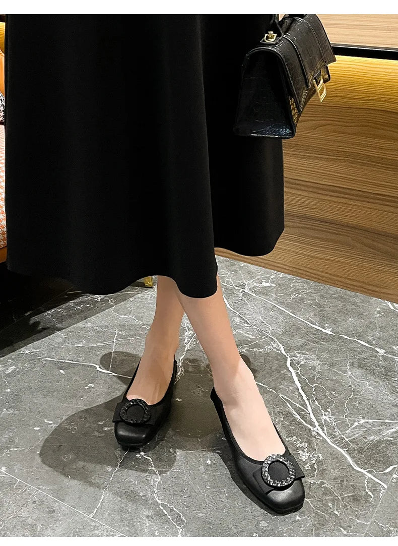 Plus Size Ballet Flats with Bow - Soft Sole Loafers - Shello's Creative Boutique