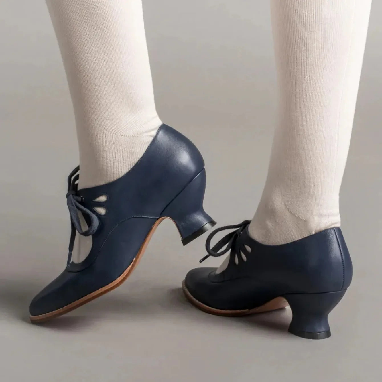Retro Mary Jane Pumps - Vintage Lace-Up Low Heels - Shello's Creative Boutique