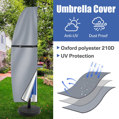 Parasol Rain Cover 210D Oxford Fabric – Waterproof UV-Resistant Patio Umbrella Storage Cover
