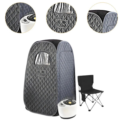 Personal Steam Sauna Tent – Black Oxford Cloth Home Spa, 3L Steamer & Folding Chair