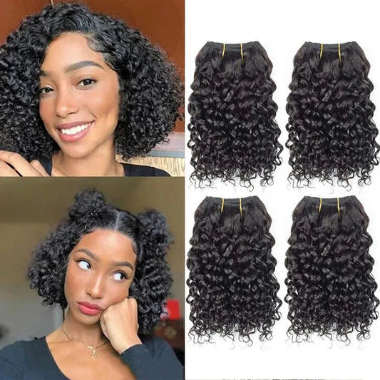 100g Curly Hair Bundles - Remy Water Wave Human Hair Weave Extensions - Shello's Creative Boutique