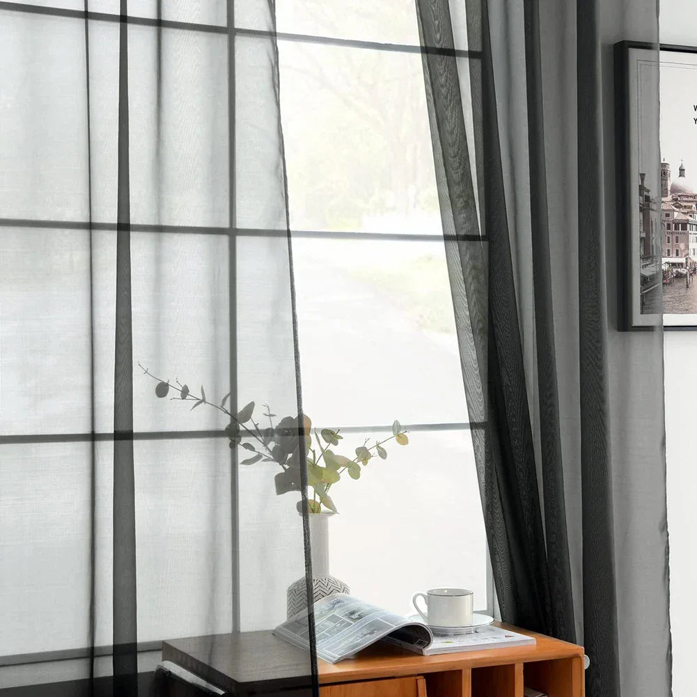 Sheer White Tulle Curtains – Elegant Voile Window Drapes - Shello's Creative Boutique