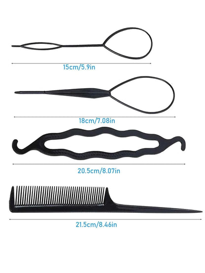 4-Piece Hair Braiding Tool Set - DIY Loop Styling Tools for Easy Braids - Shello's Creative Boutique