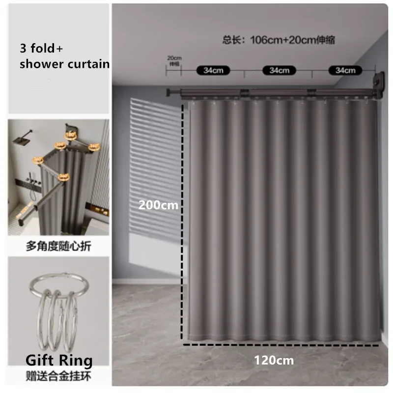 Foldable Waterproof Shower Curtain - No-Drill Bathroom Water Barrier - Shello's Creative Boutique