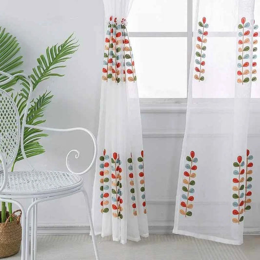 Boho Sheer Curtains for Living Room - Light Filtering Window Drapes, 2 Panels