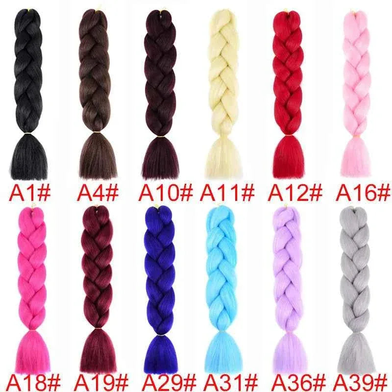 24 Inch Jumbo Braiding Hair - Rainbow Ombre Synthetic Extensions - Shello's Creative Boutique