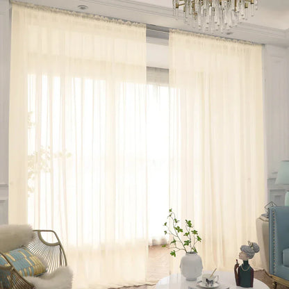 Sheer White Tulle Curtains – Elegant Voile Window Drapes - Shello's Creative Boutique