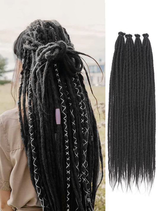 24" Straight Dreadlock Clip-In Extensions - 10 Strands Synthetic Hair - Shello's Creative Boutique