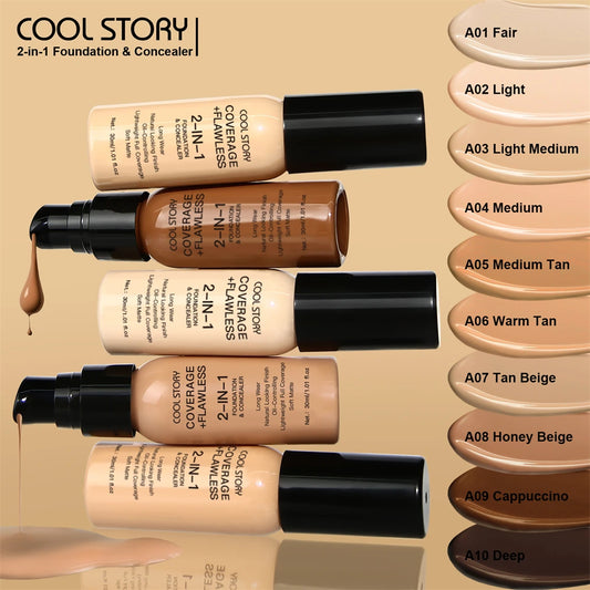 10 Color Lasting Face Foundation Cream Oil-Control Matte BB Cream Liquid Full Coverage Waterproof Hydrating Brighten Concealer - Shello's Creative Boutique