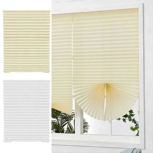 Cordless Pleated Curtains - Self-Adhesive Non-Woven Folding Curtains - Home Shading for Bedroom & Living Room - Shello's Creative Boutique