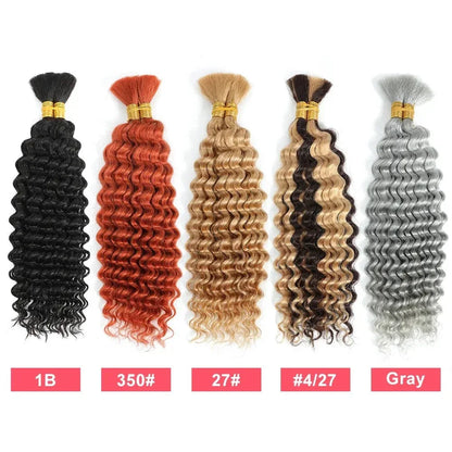 Blonde Highlight Bulk Braiding Hair - Deep Wave Curly Human Hair 100g for Boho Braids - Shello's Creative Boutique