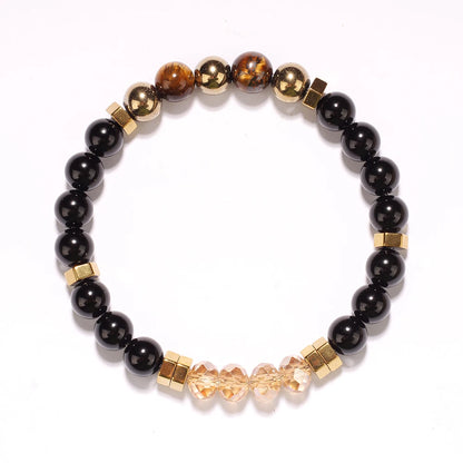 Hematite & Pyrite Natural Stone Beaded Bracelet – Unisex Stretch Bangle