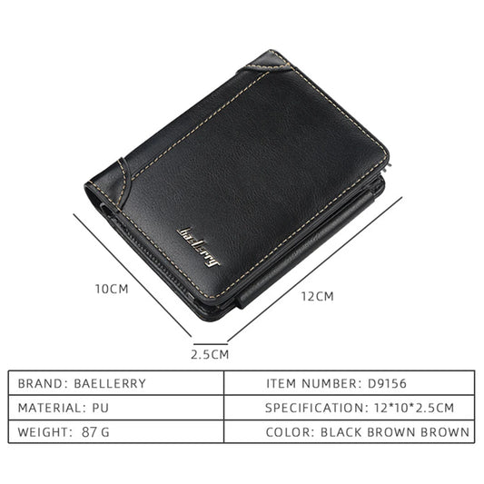 Men's PU Leather Wallet - High Quality Zipper Card Holder with Coin Pocket