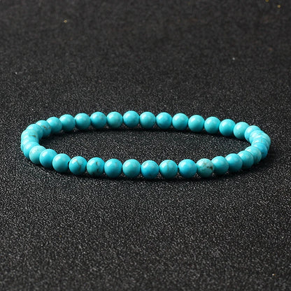 4mm Natural Stone Agate & Lava Stretch Bracelet – Handmade Tiny Bead Bangle for Men & Women