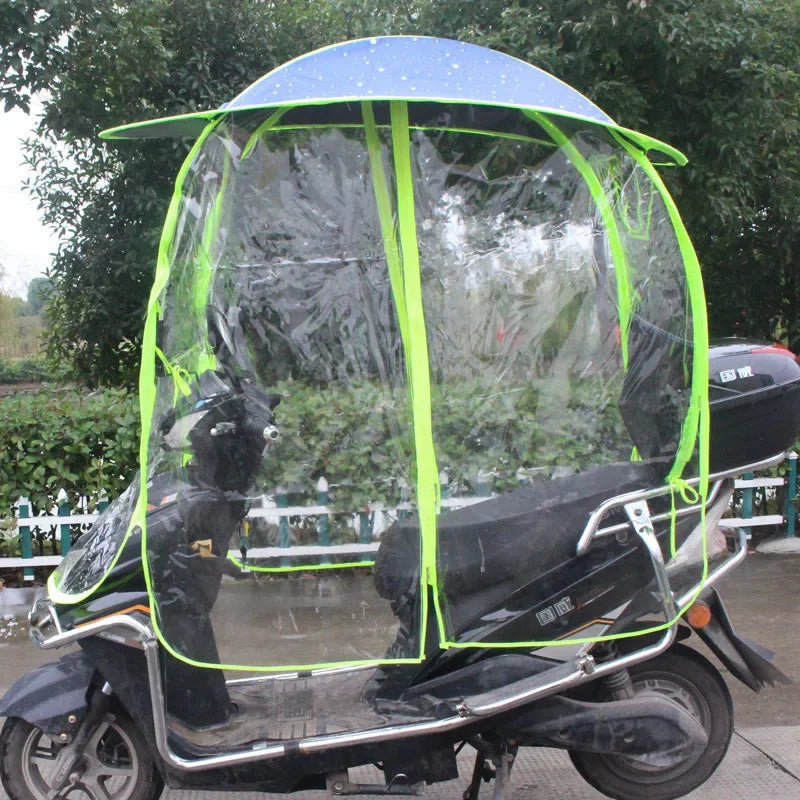 Fully Enclosed Electric Vehicle Canopy – Removable Rainproof Motorcycle Parasol with Metal Bracket