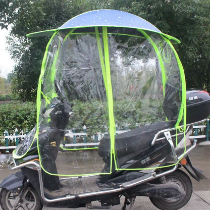 Fully Enclosed Electric Vehicle Canopy – Removable Rainproof Motorcycle Parasol with Metal Bracket