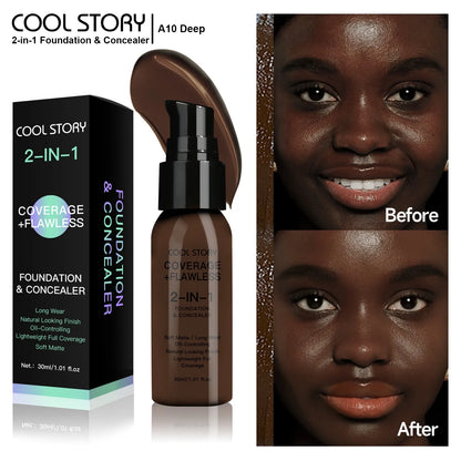 10 Color Lasting Face Foundation Cream Oil-Control Matte BB Cream Liquid Full Coverage Waterproof Hydrating Brighten Concealer - Shello's Creative Boutique