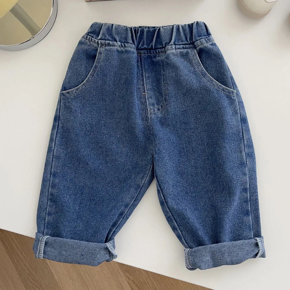 Amya Baby Boys' Vintage School Pants – Toddler Solid Color Elastic Waist Jeans (Ages 7M–6Y) Shello's Creative Boutique