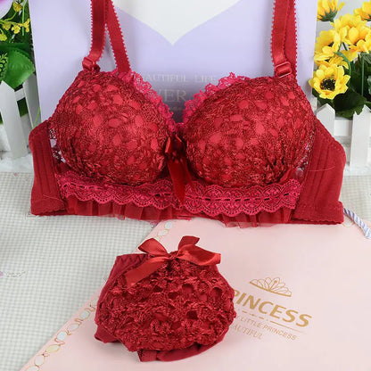 Women’s Wireless Sexy Lace Bra & Panty Set – Push-Up Bralette Lingerie for All Sizes