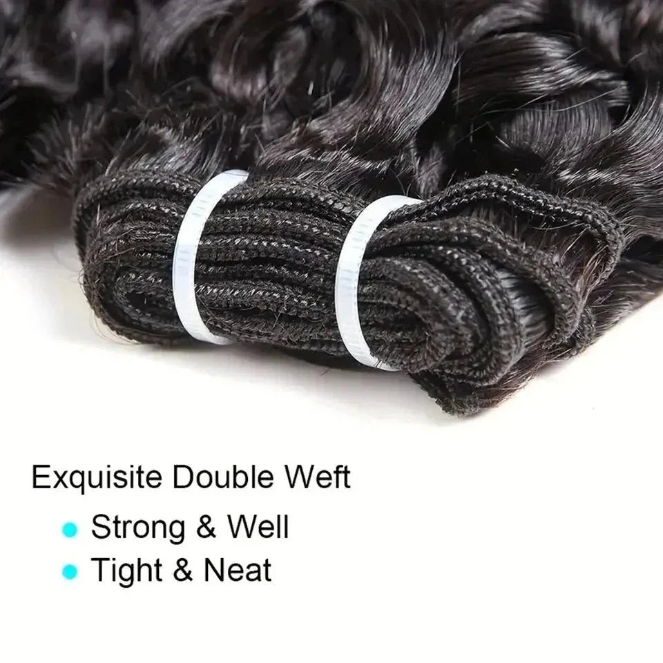 100g Curly Hair Bundles - Remy Water Wave Human Hair Weave Extensions - Shello's Creative Boutique