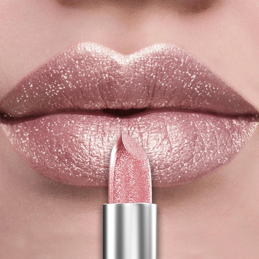 21 Colours Glitter Metallic Lipstick - Long Lasting Pearlescent Matte Lip Tint