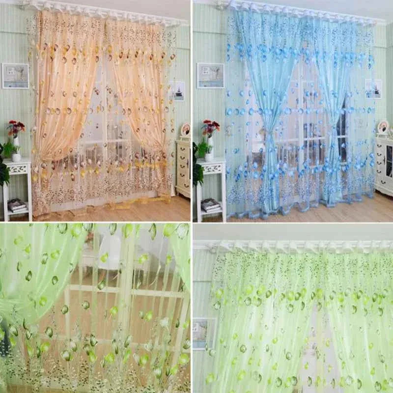 Beeinch Floral Tulle Curtains - Modern Sheer Window Panels for Living Room & Bedroom - Shello's Creative Boutique