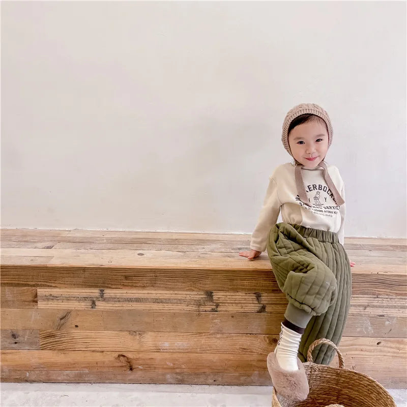 Winter Cotton-Padded Kids Harem Trousers – Unisex Full-Length Thermal Pants (Ages 2–7) Shello's Creative Boutique
