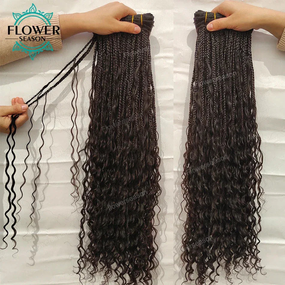 Boho Box Braids Human Hair Bundles - Curly Weave Double Weft 150g Remy Hair - Shello's Creative Boutique