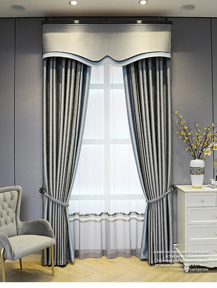Modern High-End Curtains - Thickened High-Precision Blackout Drapes for Living Room & Bedroom - Shello's Creative Boutique