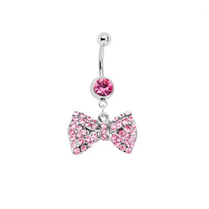 Pink Stainless Steel Belly Button Ring – Animal & Butterfly Styles