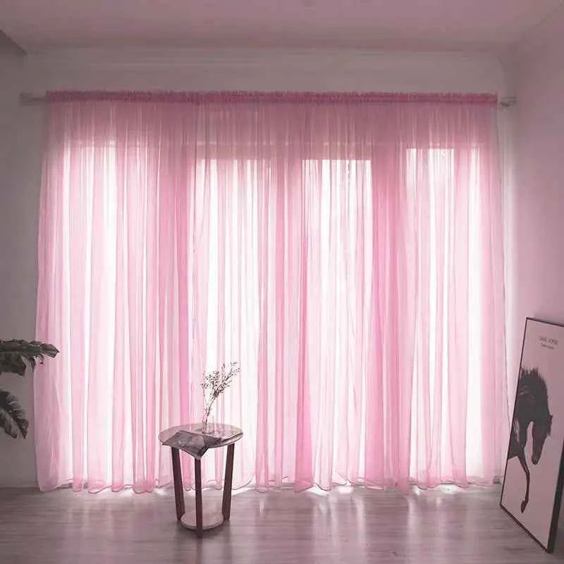 100*270cm Modern Curtains White Transparent Gauze Curtains Solid Color Kitchen Curtain Valves Window Fabrics Rustic Decoration