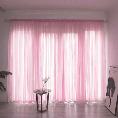 100*270cm Modern Curtains White Transparent Gauze Curtains Solid Color Kitchen Curtain Valves Window Fabrics Rustic Decoration
