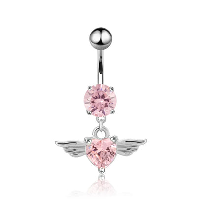 Pink Stainless Steel Belly Button Ring – Animal & Butterfly Styles