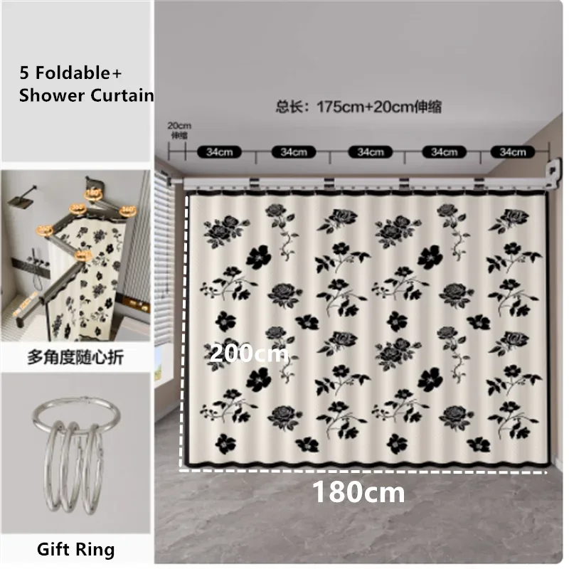 Foldable Waterproof Shower Curtain - No-Drill Bathroom Water Barrier - Shello's Creative Boutique