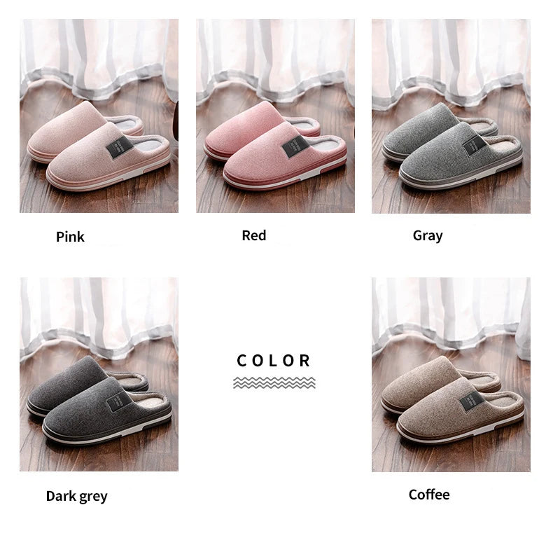 Men's Winter Warm Cotton Slippers - Couples Flats Non-Slip Indoor Slides (Large Size 40-51)