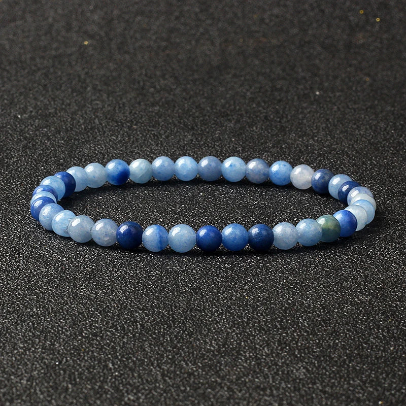 4mm Natural Stone Agate & Lava Stretch Bracelet – Handmade Tiny Bead Bangle for Men & Women