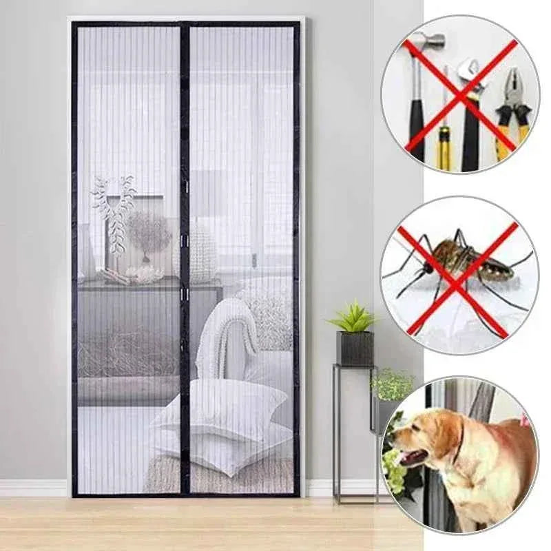 Magnetic Door Curtain - Auto-Close Anti-Mosquito Screen with No Drilling Installation (100x210cm) - Shello's Creative Boutique