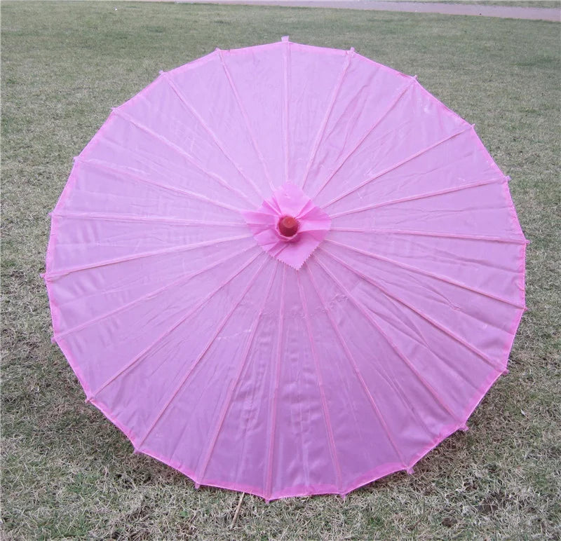 70cm Chinese Fabric Parasol — Traditional Bamboo Dance Umbrella for Weddings & Props