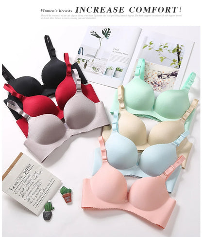 NURRASA Seamless Push-Up Bra & Panty Set – Sexy Floral Wire-Free Lingerie for Women, 3/4 Cup Adjustable Brassiere & Briefs (Sizes 70AB–85AB)