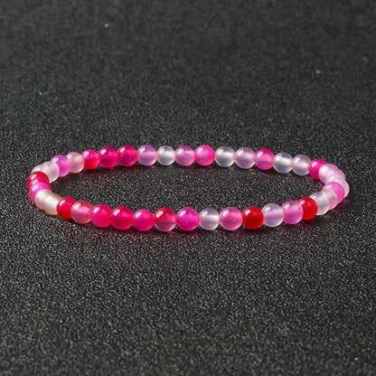 4mm Natural Stone Agate & Lava Stretch Bracelet – Handmade Tiny Bead Bangle for Men & Women