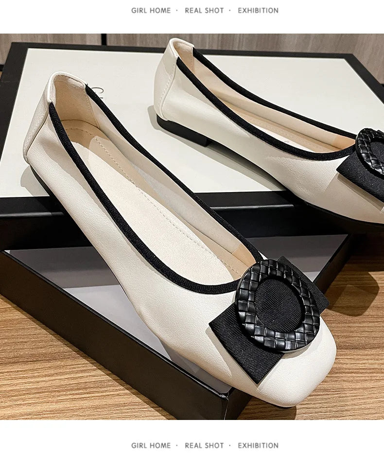 Plus Size Ballet Flats with Bow - Soft Sole Loafers - Shello's Creative Boutique