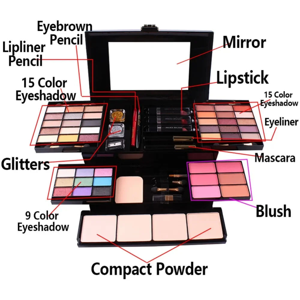 MISS ROSE Makeup Set Box Professional Eyeshadow Lip Gloss Stick Foundation Blush Powder Makeup Kit Maquiagem Cosmetics - Shello's Creative Boutique